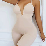 Seamless Solid Underwire V Backless Shapewear Bodysuit