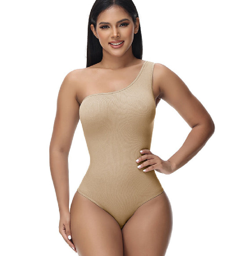 Sorelyne® Sexy Ribbed One Shoulder Sleeveless Tank Top Tight Stretch Bodysuit