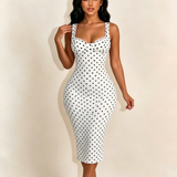 Women's Sexy Slim-Fit Stretchy Classic Polka Dot Hourglass Maxi Dress (Upgraded fabric)