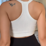 Halter Neck Deep V Knitted Breathable Bra With Front Buttons