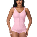 Double-Layer PowerMesh Hourglass Tummy Sculpt Zipper Bodysuit With Bra