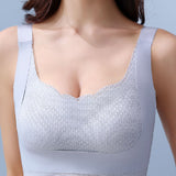 Seamless Fixed Full Cup Bra Ultra-thin Sexy Lace Push Up Wave Trim Bralette