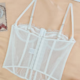 Women's Lace See-through Push Up Corset Bustiers Tops Boned Suspender Sexy Crop Tops