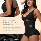 Women's Tummy Control Swimsuit Cutout Tie Knot Front Push Up Shapewear Bathing Suit
