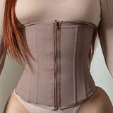 9 Boned Waist Trainer For Women Hourglass Zipper Tummy Control Workout Corset
