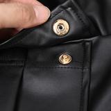 Women's Leather Pants High Waist Cargo Pockets Stretch Leather Leggings