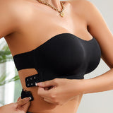 Comfy Push-Up Bandeau Bra Strapless Non-Slip Silicone Cross Side Buckle Bra