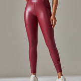 PU leather Pants High Waist Tight Sports Yoga Pants Slim