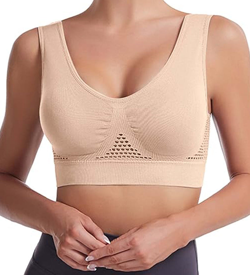 Women's Hollow Out Anti-Sagging High Support Sports Bra Breathable Yoga Top Bras