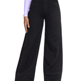 Wide-leg Jeans High Waist Patchwork Raw Edge Loose Trousers