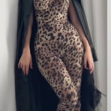 Sorelyne® Bodycon Stretch Leopard Print Jumpsuit Sleeveless Push Up Body Catsuit