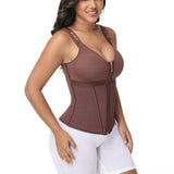 Sorelyne® Women's Boned Latex Zipper Corset Tummy Control Body Shaper Vest With Bra
