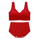 Women's Wirefree Underwear Set Seamless Ultra Comfort Daily Bras With High Waist Panties