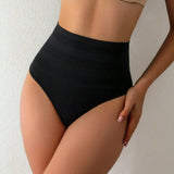 High Waist Sexy Triangle Thong Briefs Tummy Control Shapewear Panties