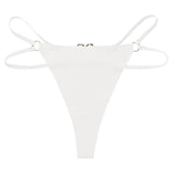 Women's Seamless Thong Low Waist Metal Ring Sexy Temptation Intimates T Pants