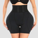High Waist 9-row Adjustable Buckle Belt Shapewear Shorts With Sponge Pads