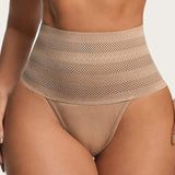 Women's High Waist Shaping Thong Breathable Tummy Control Shapewear Panty