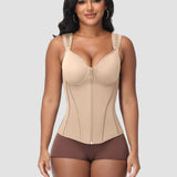 Double Compression Long Slimming Girdle Waist Trainer Zipper Vest with Bra