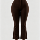 High Waist Butt Lifting Solid Black Slim Fit Flare Pants