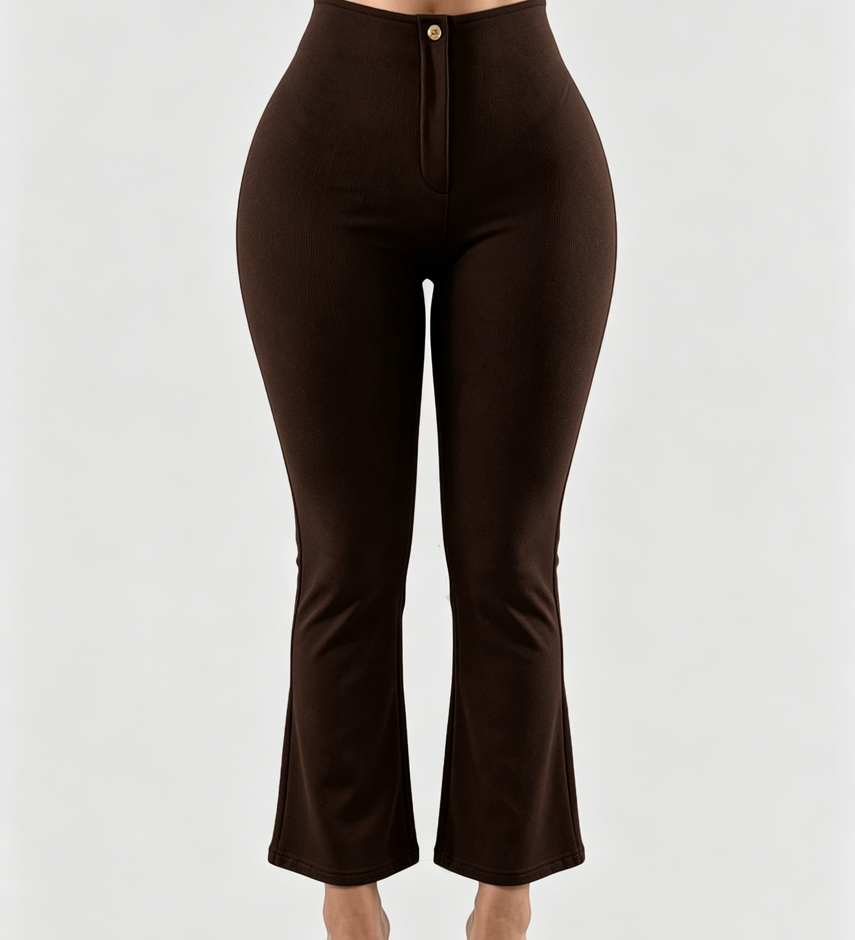 High Waist Butt Lifting Solid Black Slim Fit Flare Pants