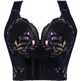 Women Side Support Longline Corset Wire-free Push Up Bra Adjustable Wide Straps
