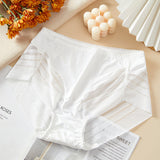 Women's Sexy Seamless Hollow Stripe Mesh Underwear Mid Waist Thong Shaping Briefs