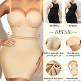 Smooth Full Slip Strapless Tummy Control Bodycon Shapewear Dresses With Built In Bra