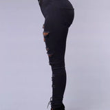 High-waist Stretch Ripped Skinny Jeans