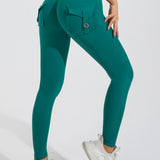 Peach Hip Fitness Leggings with Cargo Pockets