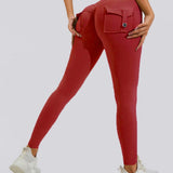 Peach Hip Fitness Leggings with Cargo Pockets