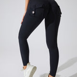 Peach Hip Fitness Leggings with Cargo Pockets