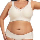 Wireless Mesh V Neck Invisible No Underwire Comfort Smooth Everyday Bra
