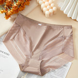 Women's Sexy Seamless Hollow Stripe Mesh Underwear Mid Waist Thong Shaping Briefs