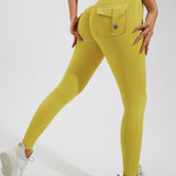 Peach Hip Fitness Leggings with Cargo Pockets