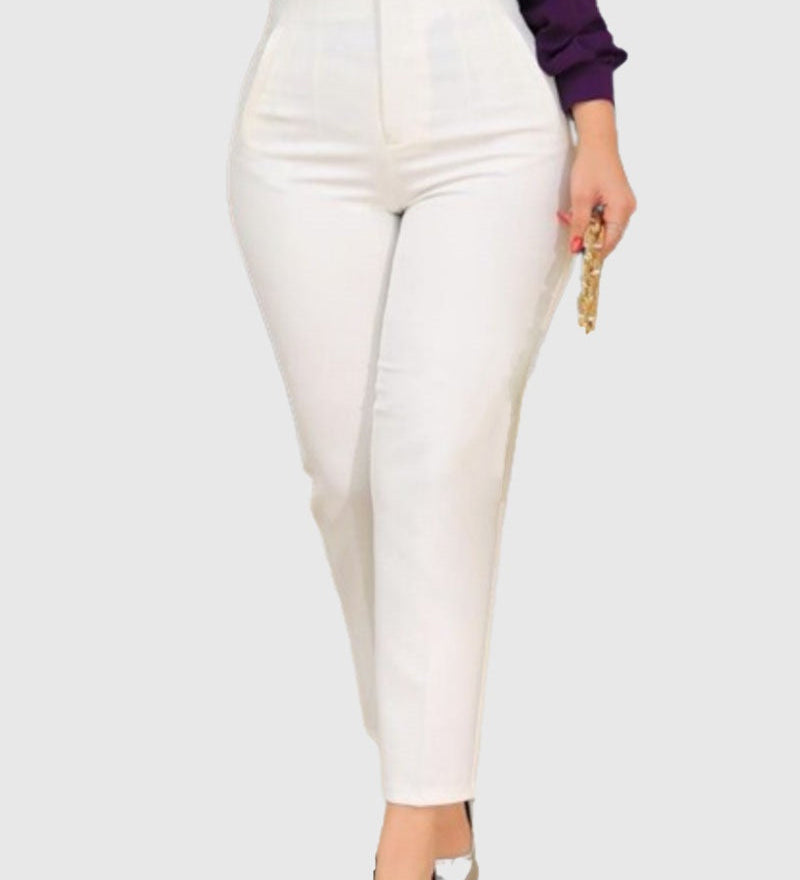 Women's Tailored Pleat High Waist Side Pocket 9-point Pants