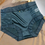 Women's Satin Seamless Ice Silk Mid-waist Briefs Cotton Crotch Butt-Lift Panties