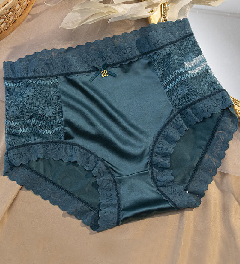 Women's Satin Seamless Ice Silk Mid-waist Briefs Cotton Crotch Butt-Lift Panties