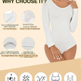 Seamless Crew Neck Long Sleeve Corset Bodysuit Tops Stretch Triangle Jumpsuit