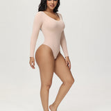 Sorelyne® Women's Long Sleeve V Neck Seamless Bodysuits Tummy Control Thong Shapewear
