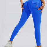 Peach Hip Fitness Leggings with Cargo Pockets