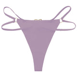 Women's Seamless Thong Low Waist Metal Ring Sexy Temptation Intimates T Pants