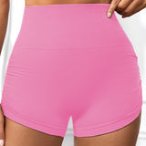 Side Drawstring High Waist Threaded Solid Color Yoga Shorts