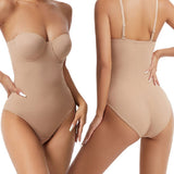 Women's Strapless Built-in Bra X Cross Tummy Control Bodysuit