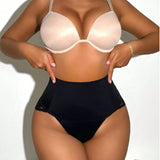 Sexy Lace Solid High Waist Slim Fit Shapewear Thong Tummy Control Panties
