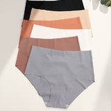 Women's Seamless Ice Silk Breathable Comfortable Triangle Mid-waist Panties