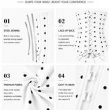 Hourglass Figure Body Shaper Waist Cincher Polka Dot Capri Jumpsuit Two-Piece Set