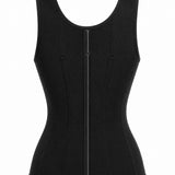 Double Compression Long Slimming Girdle Waist Trainer Zipper Vest with Bra