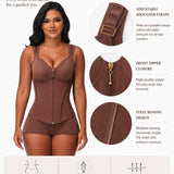 Double Compression Long Slimming Girdle Waist Trainer Zipper Vest with Bra