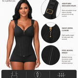 Double Compression Long Slimming Girdle Waist Trainer Zipper Vest with Bra