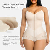 Lace Trim Adjustable Strap Tummy Control Butt Lifting Zipper Bodysuit